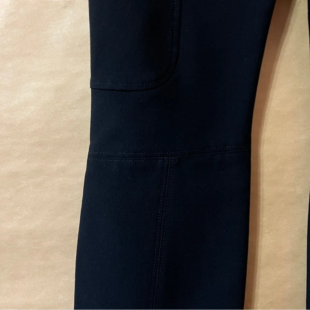 Cinq a Sept | Button Hem Flare Pants High Rise Ponte Knit Trousers Black Size 6